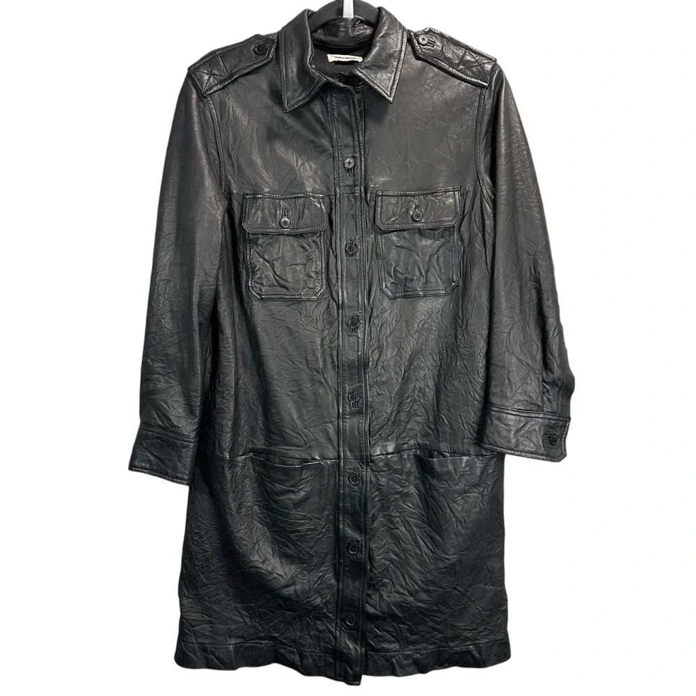 ZADIG & VOLTAIRE Rexy Crinkle Lamb Leather Dress - Picture 7 of 10